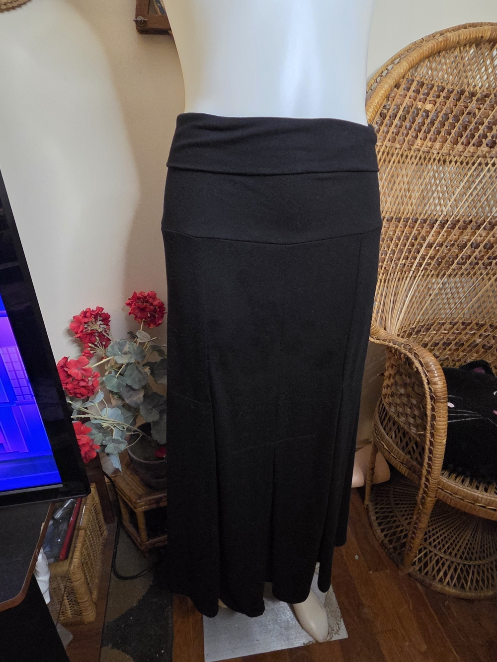 Cabi Black Maxi Skirt with Fold-Over Waistband Size M